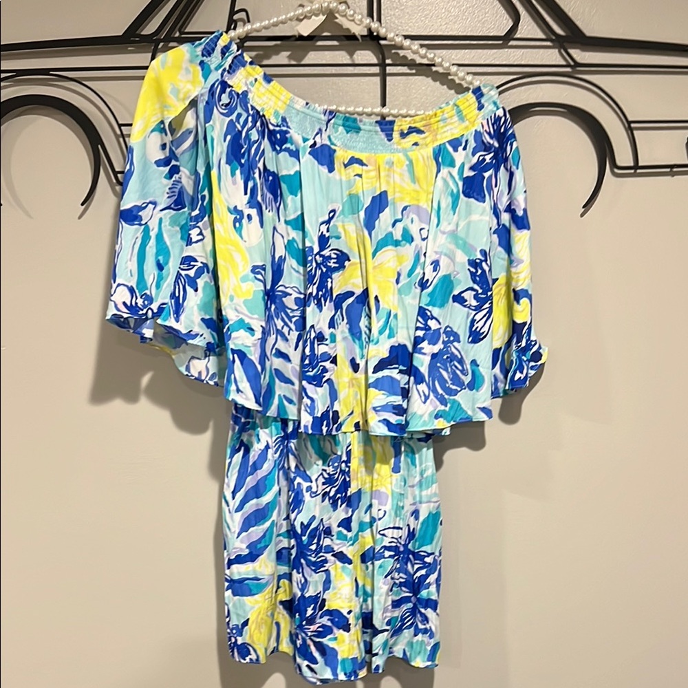 Lilly Pulitzer Blue and Yellow Floral Romper